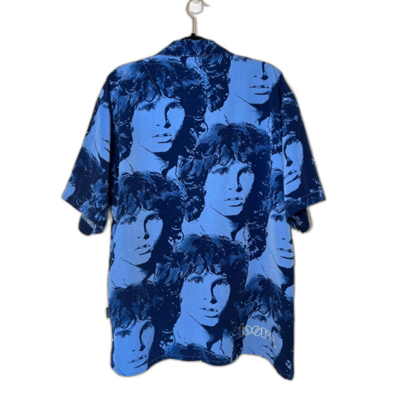 Vintage 2001 Dragonfly The Doors Jim Morrison Button Up Blue Shirt RARE Large - Picture 2 of 8
